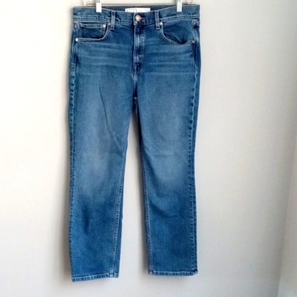 AYR Jeans The Yes Yes Yes Denim Straight Leg Cropped Blue Size 31